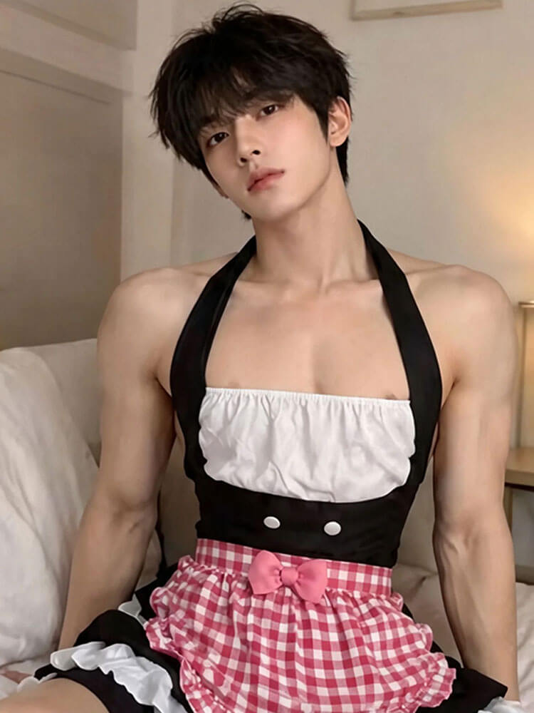 Men's Sexy Halter-Neck Male Servant Costume Set