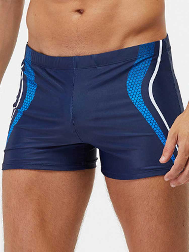 Men's Printed High-Waisted Tight Swim Trunks