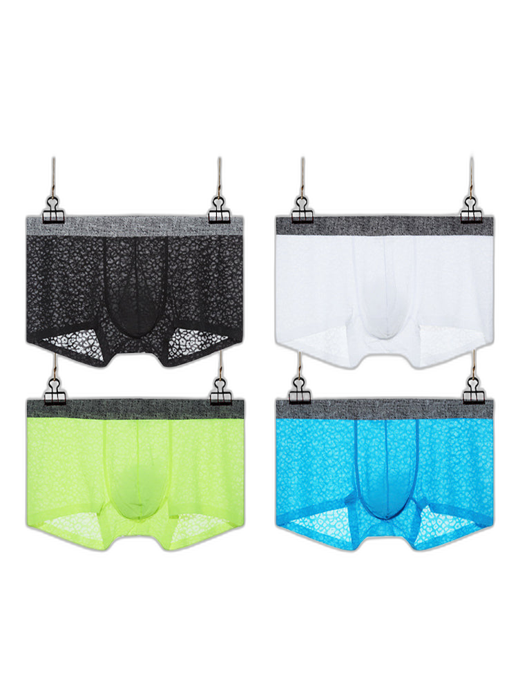 3 Pack Men's Lace Breathable Sweat-Wicking Trunks