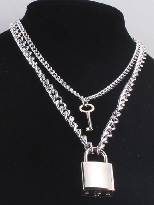 Hip Hop Detachable Key Lock Couple Necklace
