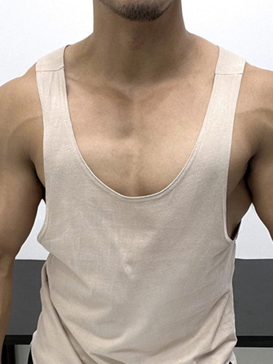 Low-Cut Loose Cotton Sports Tank Top