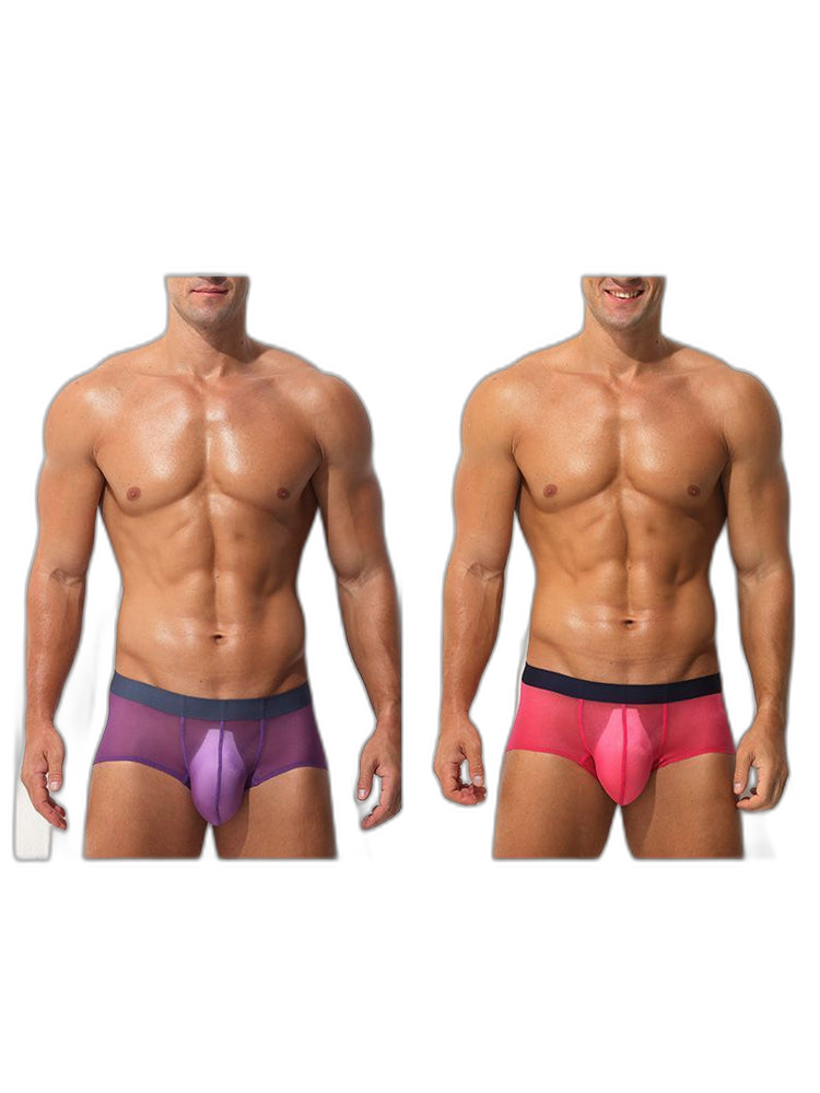 Men's Transparent Sexy Ice Silk Seamless Boxer Briefs