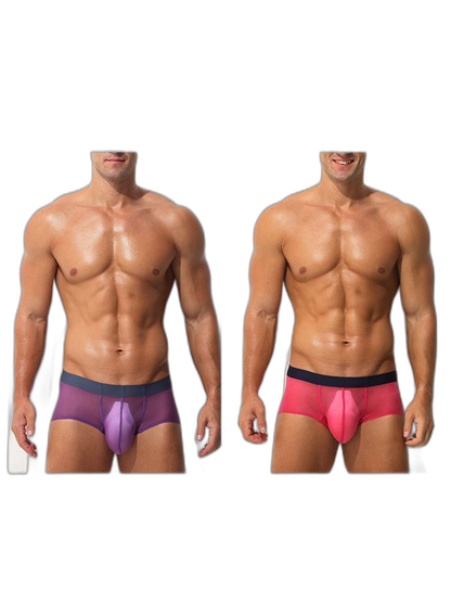 Men's Transparent Sexy Ice Silk Seamless Boxer Briefs