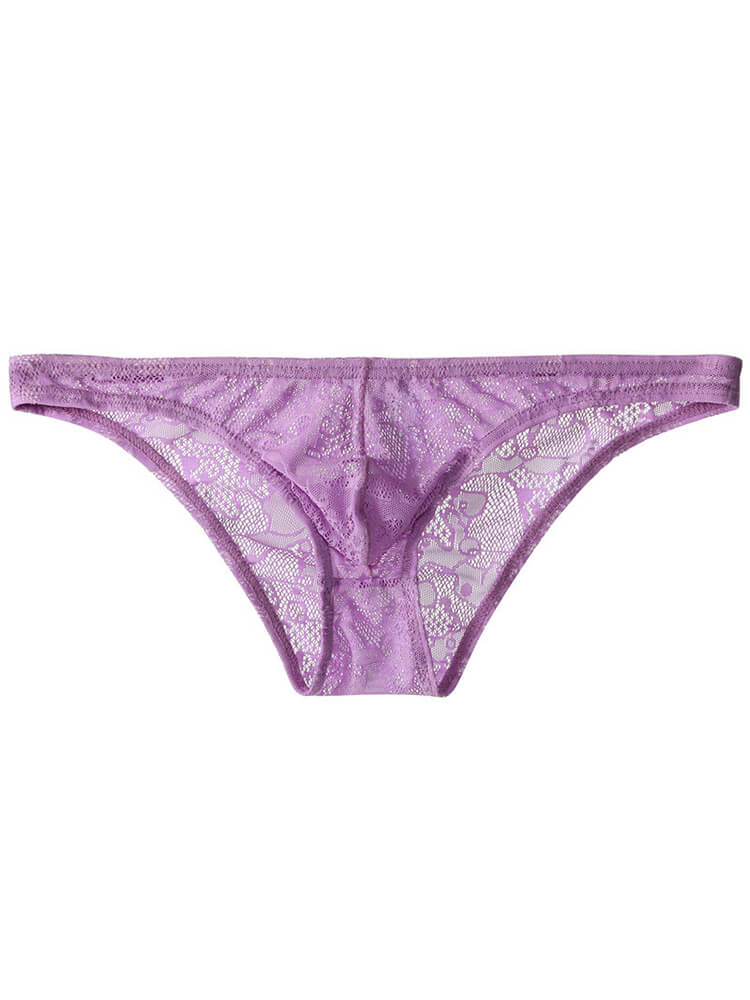 Men's Sexy Breathable Pouch Low-Rise Lace Briefs