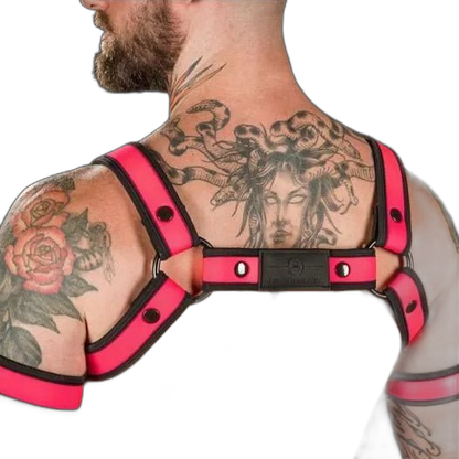 Mr S Leather Neoprene Bulldog Harness | Pink