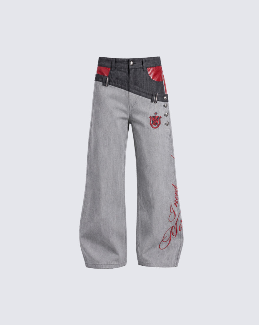 KIIKIO Y2K Asymmetric Jeans