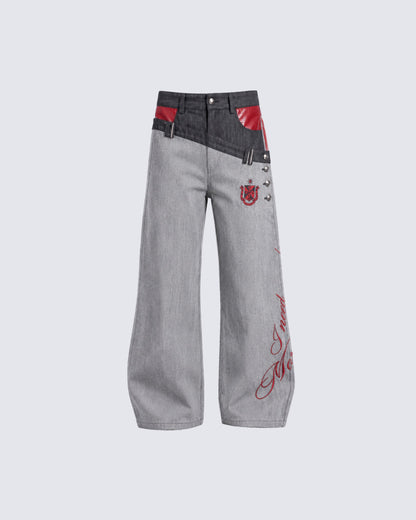KIIKIO Y2K Asymmetric Jeans