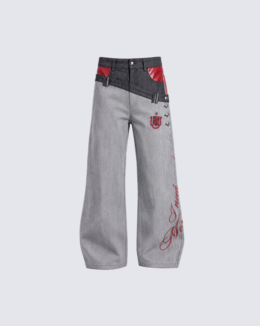 KIIKIO Y2K Asymmetric Jeans