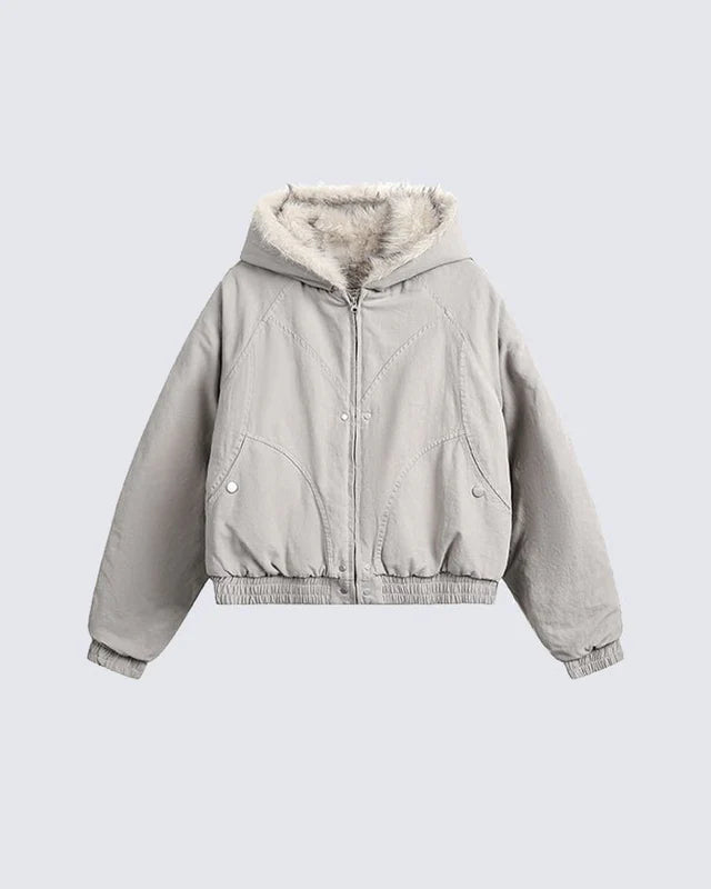 Camouflage Cargo Pants with Fur-Collar Jacket