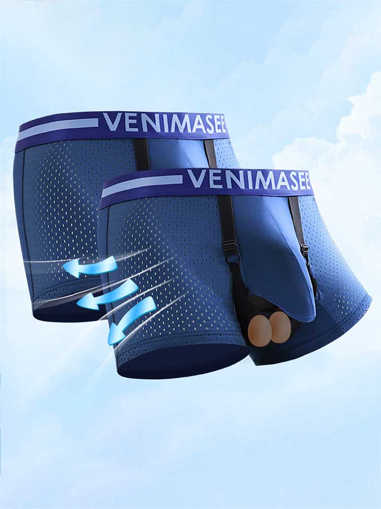 Men's Adjustable Scrotal Support Mesh Boxer Briefs