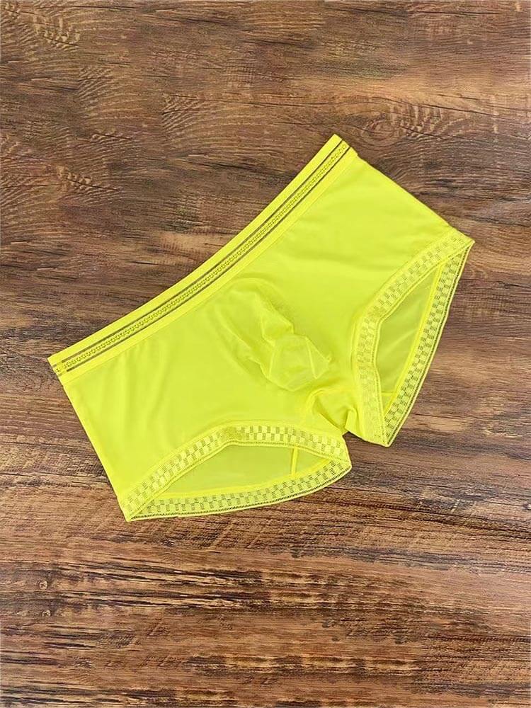 Men's Sexy Lace Thin Low-Rise Elastic Boxer Briefs