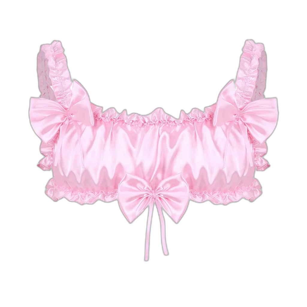 Androgynous Ruffled Satin Crop Top Lingerie