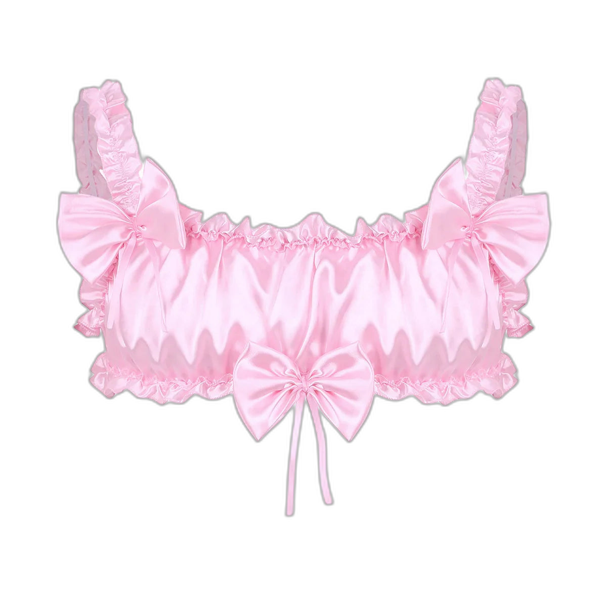 Androgynous Ruffled Satin Crop Top Lingerie
