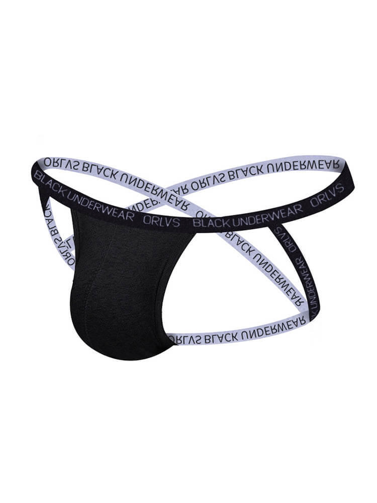 Men's Lettered Belt U-Convex Pouch Jockstrap