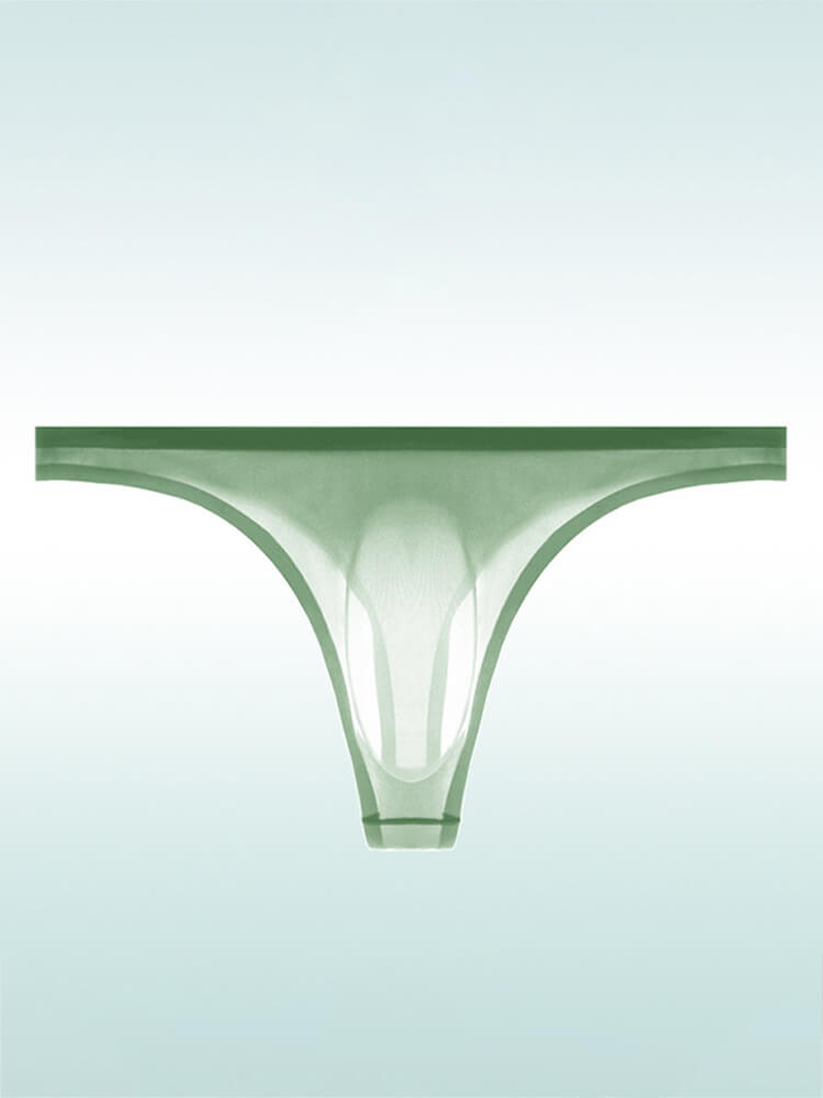 Men's Sexy Sheer U-Bulge Pouch Ice Silk Thong