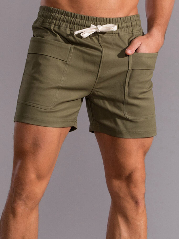 Men's Solid Color Large Pocket Casual Shorts