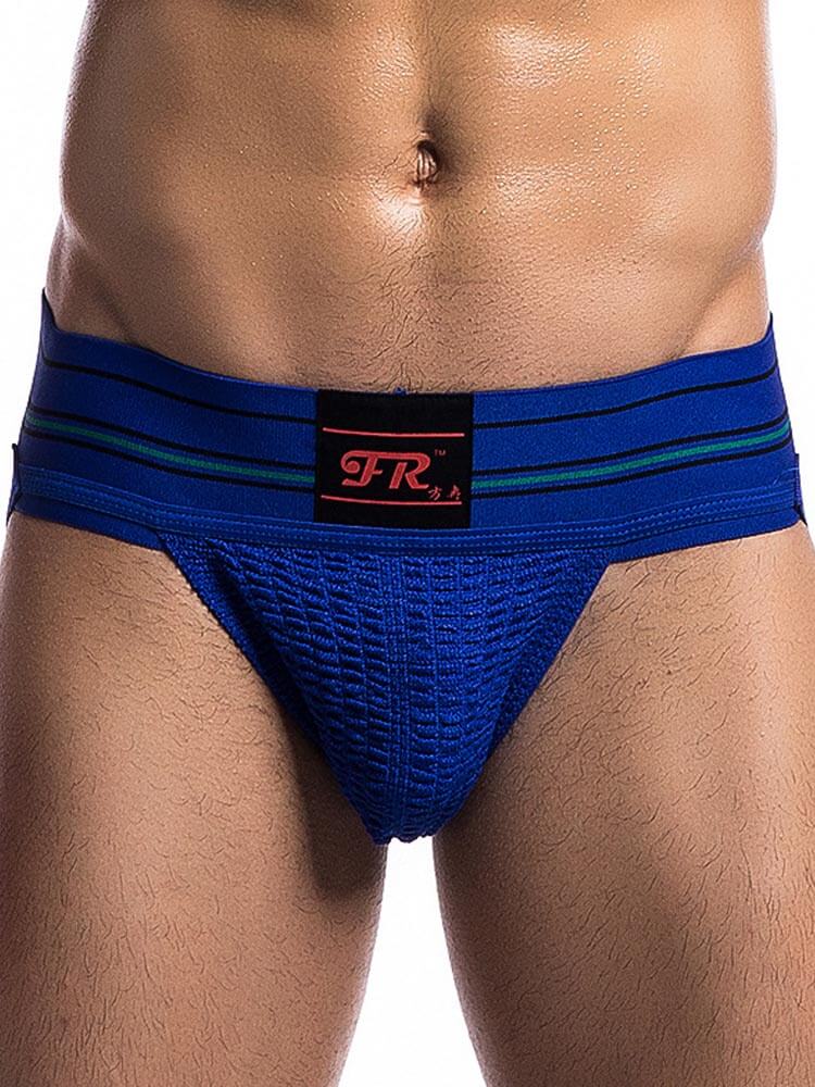 Men's 3-Inch Striped Belt Butt-Revealing Jockstrap