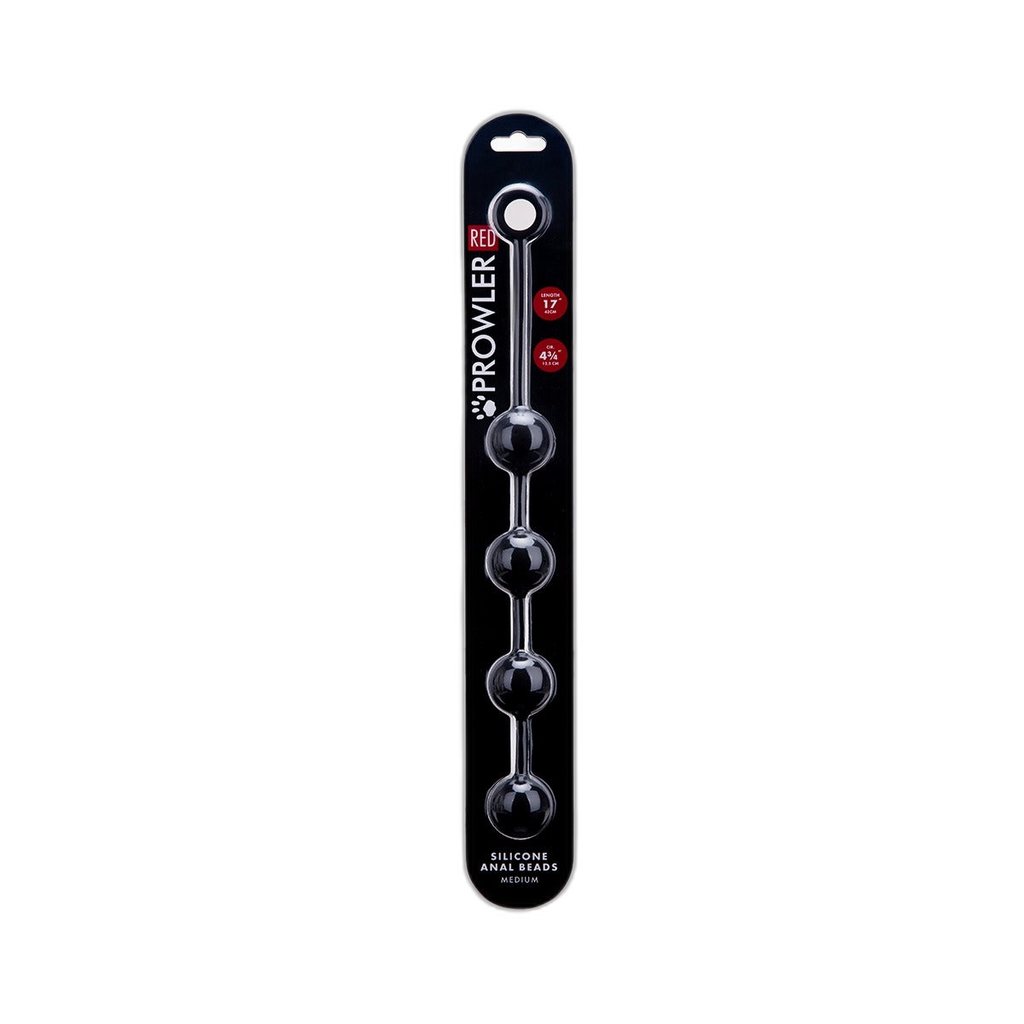 Prowler RED Silicone Anal Beads Black Medium