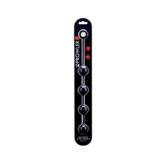Prowler RED Silicone Anal Beads Black Medium