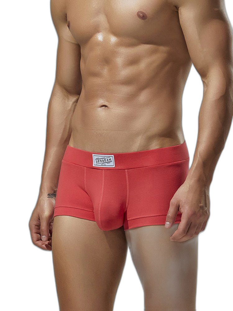 2 Pack Men's Low-Rise Solid Breathable Cotton Trunks