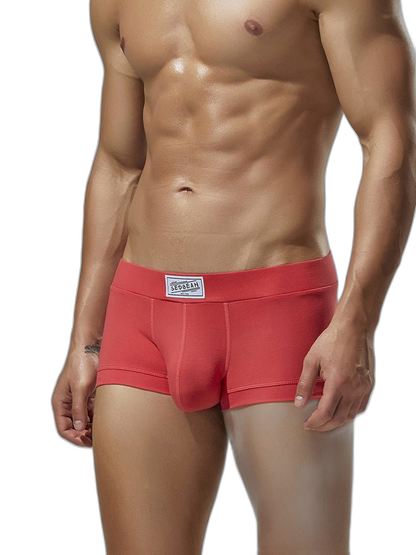 2 Pack Men's Low-Rise Solid Breathable Cotton Trunks