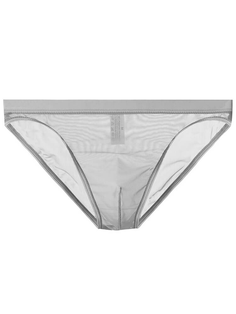 Men's Solid Color Sexy Mesh Transparent Thin Briefs