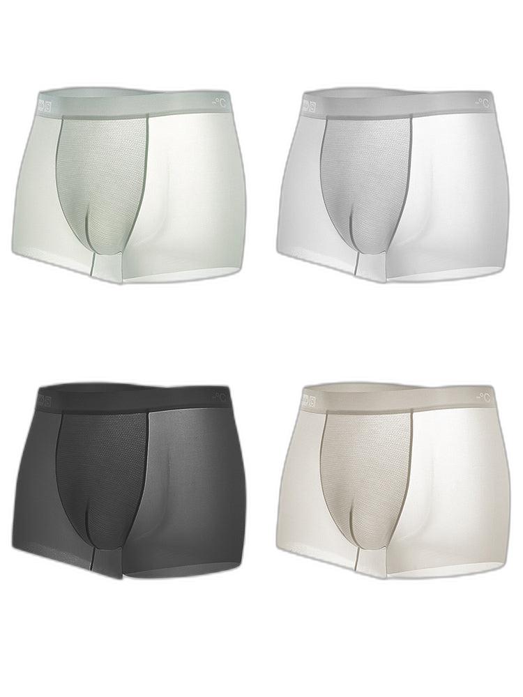 4 Pack Men's Breathable Ice Silk Antibacterial Sports Trunks