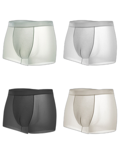 4 Pack Men's Breathable Ice Silk Antibacterial Sports Trunks