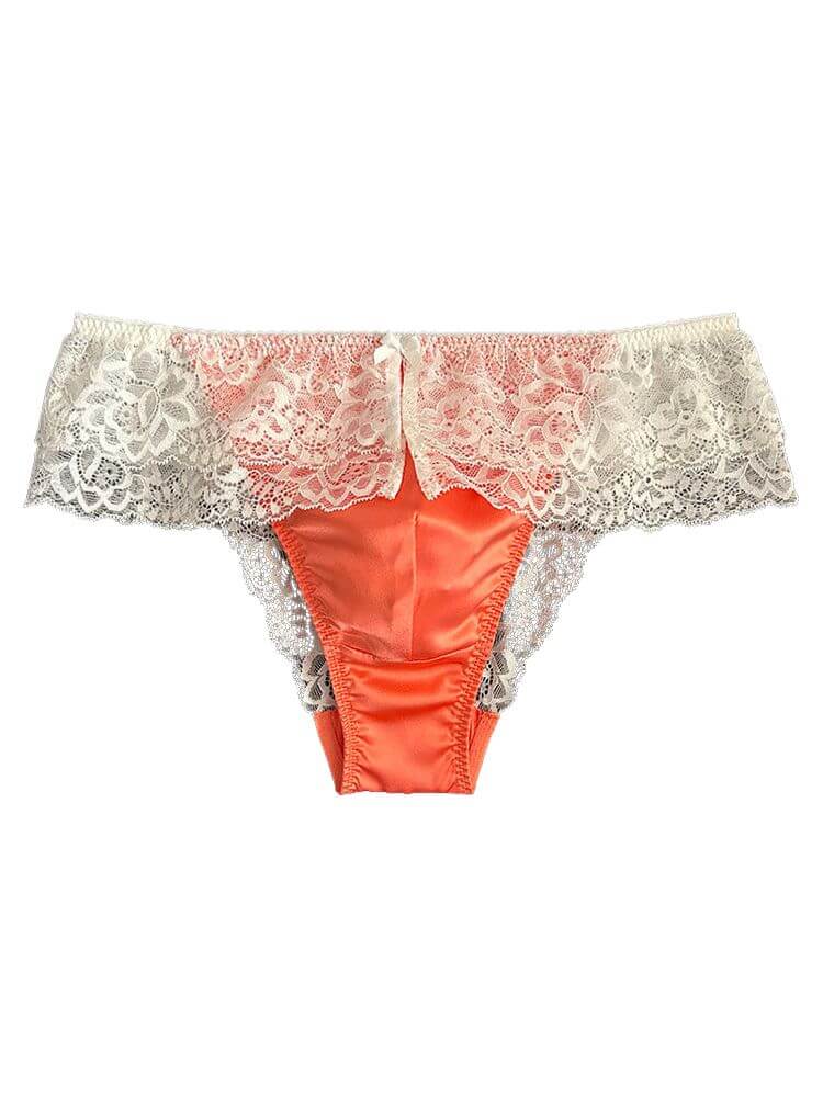 Men's Sexy Low-Rise Slightly Sheer Lace Silk Briefs