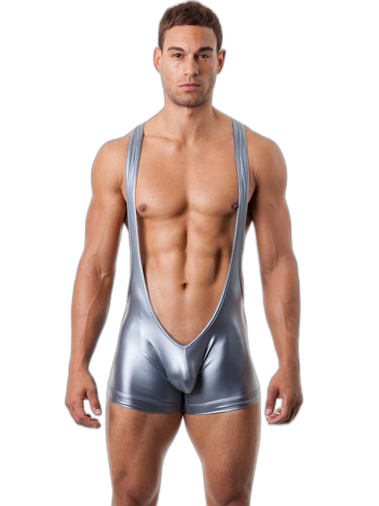 Silver PU Leather Bodysuit