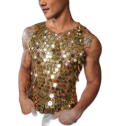 Disco Sequin Rhinestone Mesh Tank