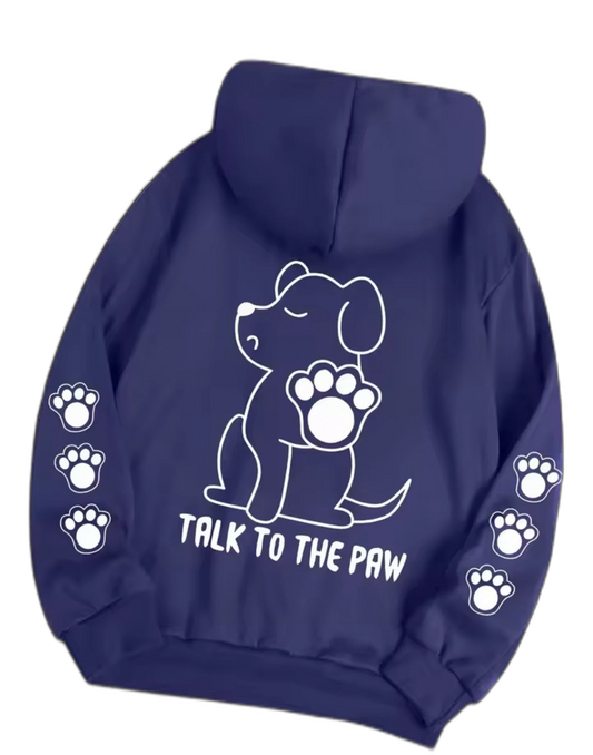 Talk To The Paw Hoodie Dark Purple