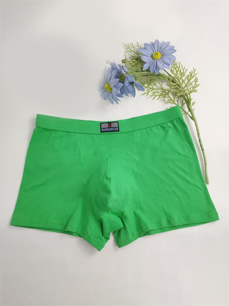 Men's Sexy Green Breathable Cotton Boxer Briefs