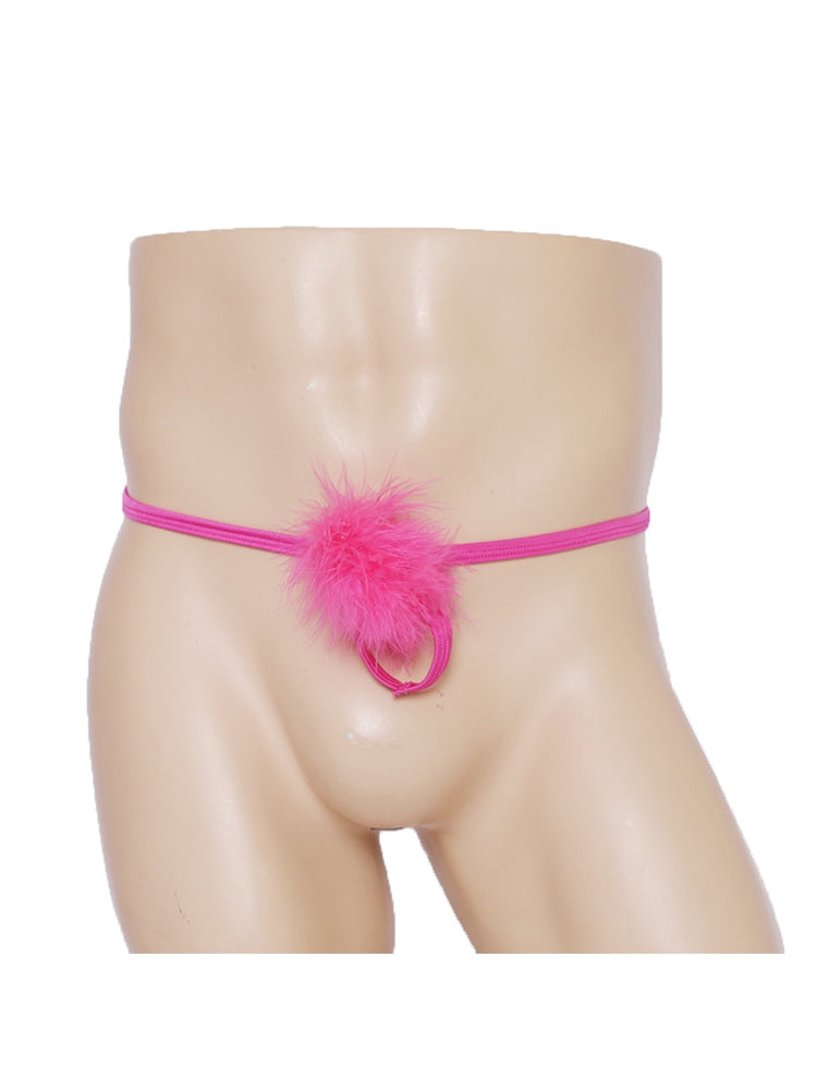 Men's Revealing Buttocks Fluffy Thong