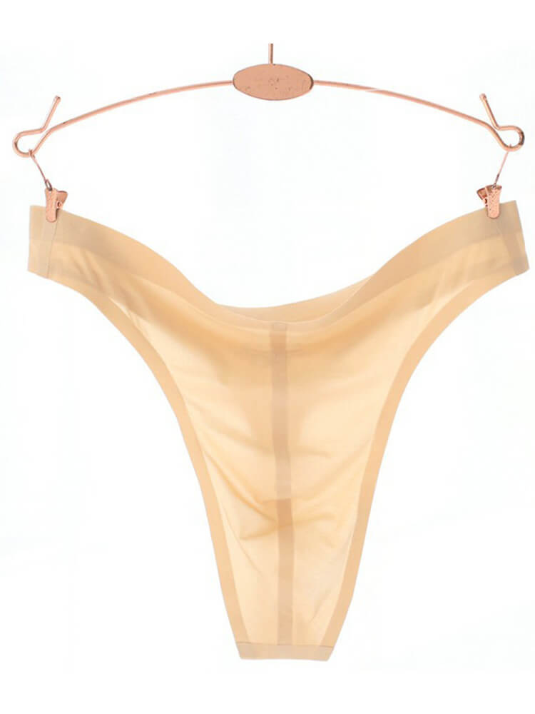 Men's Seamless Low-Rise Sheer Ice Silk Thong