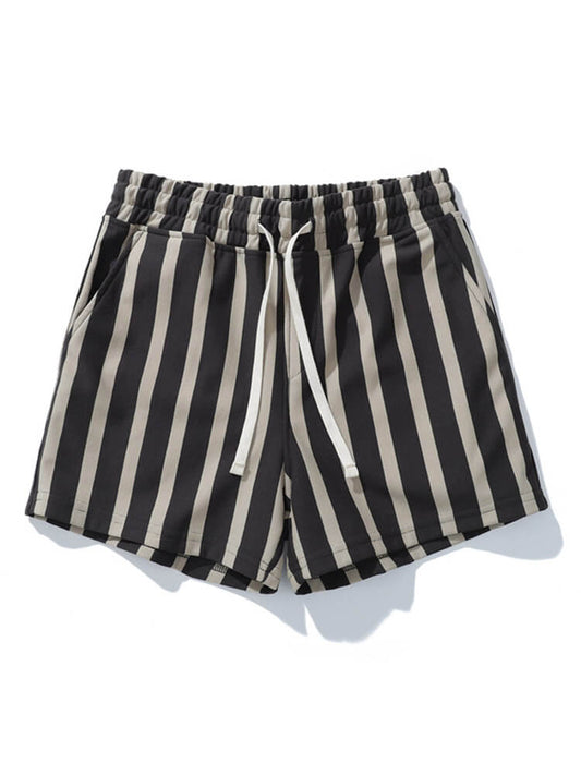 Men's American-Style Casual Wide-Stripe Cotton Shorts