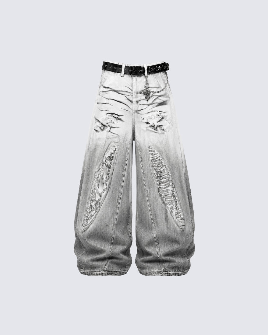 KIIKIO Wasteland Distressed Scimitar Jeans