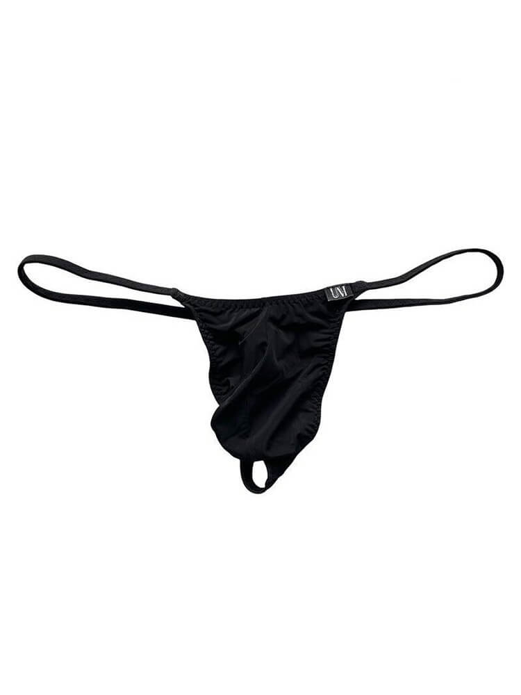 Men's Sexy Ice Silk Large Pouch Thin Thong