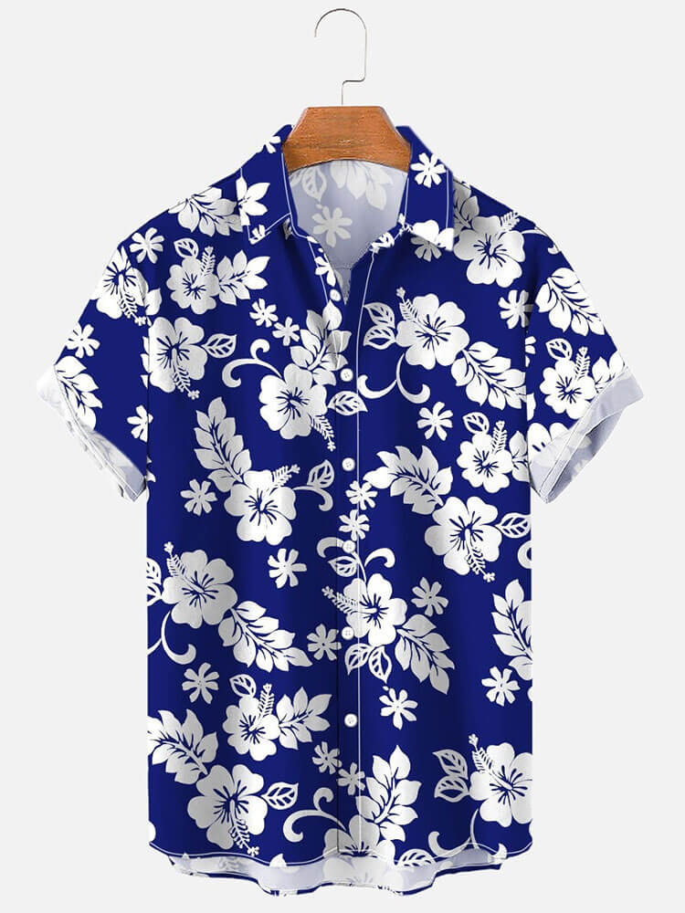 Men's Fashion Floral Print Short-Sleeve Shirt