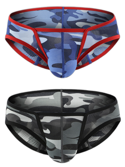 Men’s Sexy Camo Print Mesh Bikini