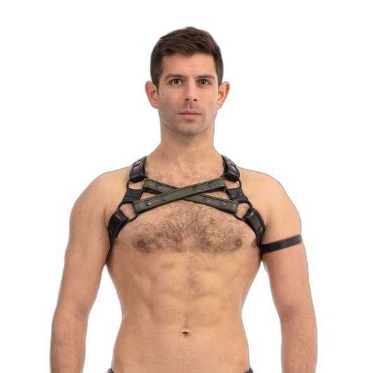 Prowler RED Leather Cross Harness Black Green Small Medium