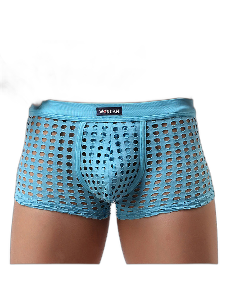 2 Pack Men's Hollow Mesh Sexy Trendy Moisture-Wicking Trunks