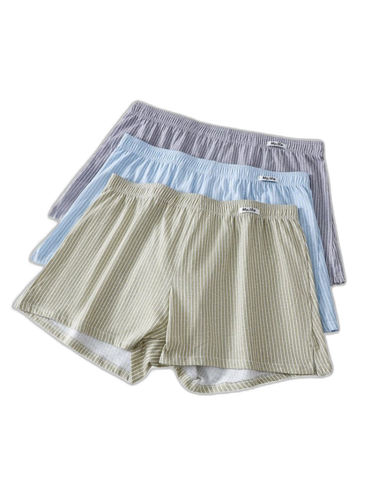 4 Pack Men's Pure Cotton Loose-Fit Antibacterial Home Sleep Boxer Shorts