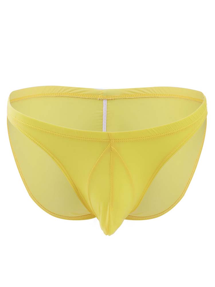 Men's Solid Color Translucent Low Rise Briefs