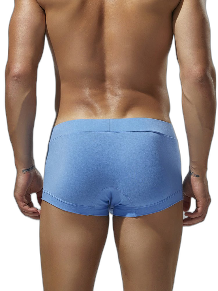 2 Pack Men's Low-Rise Solid Breathable Cotton Trunks