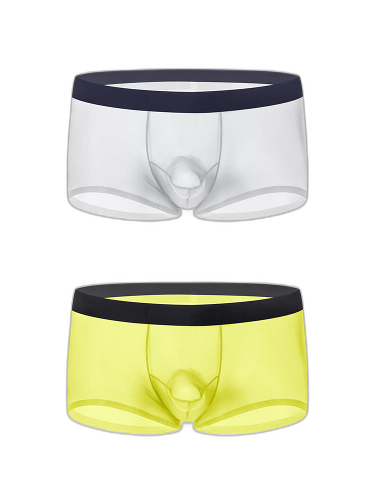 2 Pack Men's Ice Silk Separated Pouch Breathable Stretch Fit Trunks