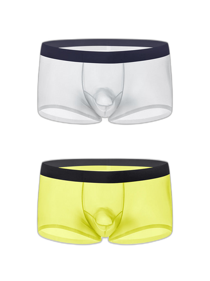 2 Pack Men's Ice Silk Separated Pouch Breathable Stretch Fit Trunks