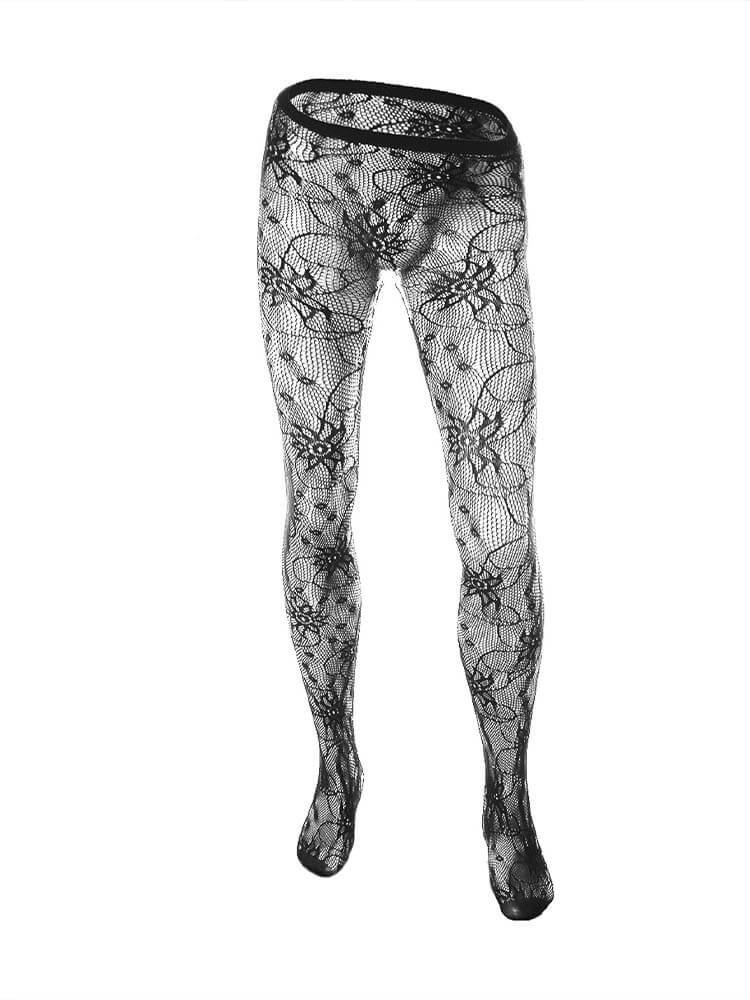 Men's Sexy Jacquard Black Fishnet Stockings