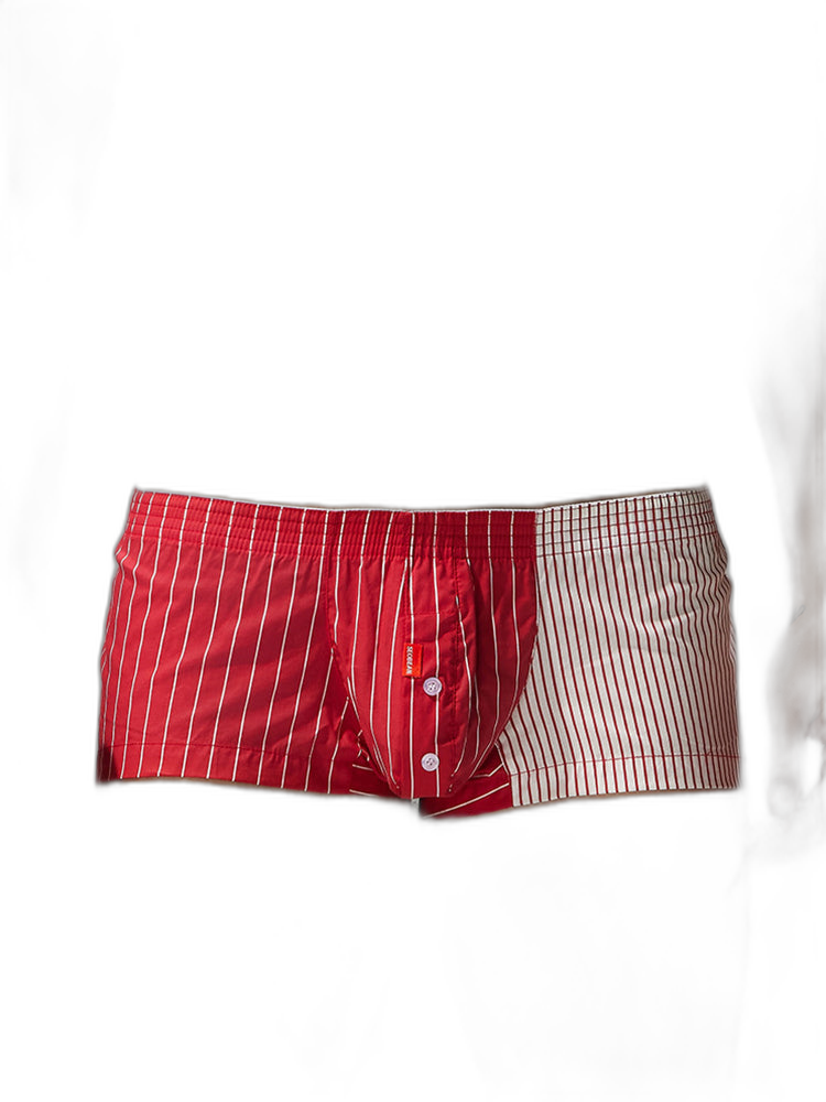 2 Pack Men's Fashionable Cotton Lounge Shorts with Stripe Patchwork