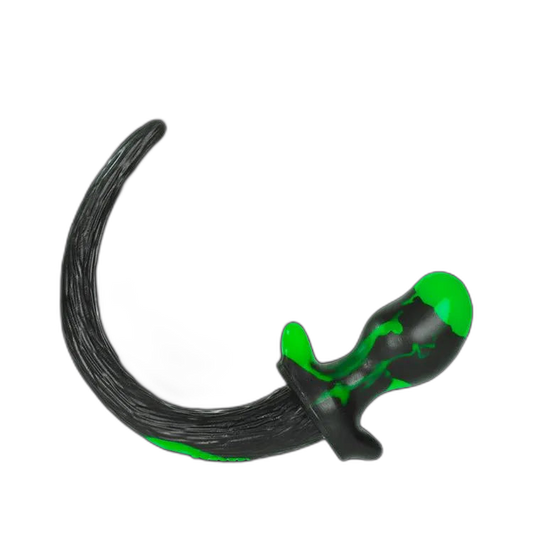 BULLDOG Puppy Tail Butt Plug | Green & Black Swirl